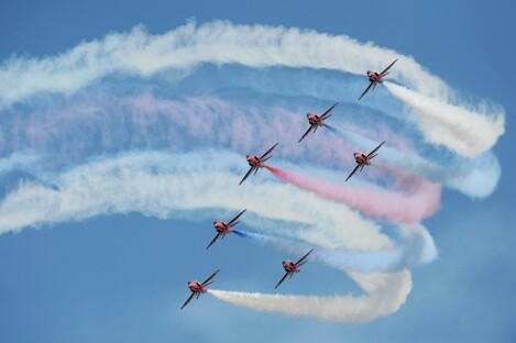 Some spectacular scenes from the Red Arrows training session at the RAF Scampton base today ahead of their display season opener on Saturday. 