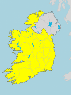 A Status Yellow weather warning has been issued for the whole country