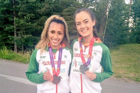 Nadia Power (left) with Eilish Flanagan after their double medal haul.