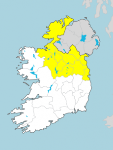 A Status Yellow thunder warning has been issued for 11 counties