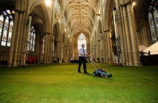 Photos: Cathedral lays down real grass inside for Queen dinner