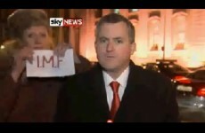 Anti-IMF protestor interrupts TD on Sky News