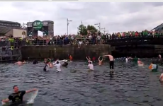 WATCH: Irish fans grow bored of match, decide to go for a swim