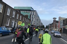 Cyclists blocking traffic in Dublin city as part of climate change protest