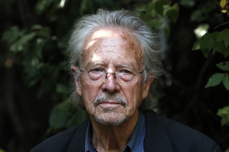 Austrian author Peter Handke at his house in Chaville near Paris yesterday. 