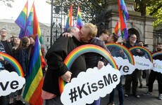 LGBT couples stage 'kissing protest' outside Dáil to demand hate crime legislation