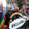 LGBT couples stage 'kissing protest' outside Dáil to demand hate crime legislation