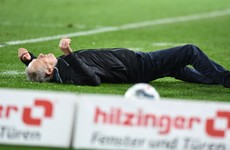 Watch: Frankfurt defender sent off for barging over opposition manager