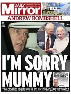 'I'm sorry mummy': UK papers take aim as Prince Andrew steps down from public duties