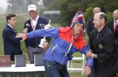 VIDEO: A bird-man crashed the trophy ceremony at the US Open
