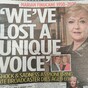 'We've lost a unique voice': Newspapers pay tribute to Marian Finucane