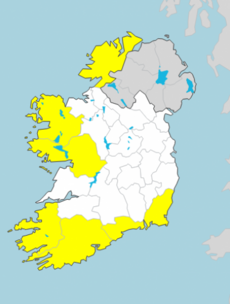 Wind warnings issued for seven counties with gusts of up to 100km/h expected