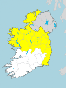 Wind warnings issued for 17 counties with gusts of up to 100km/h expected