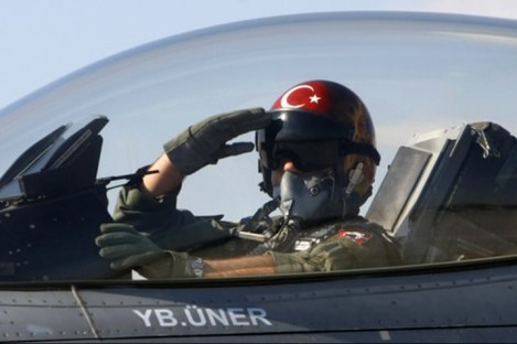 File photo of a Turkish pilot taking off from an air base in Konya, Turkey..