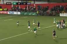 Ireland U20s out-half Crowley runs in solo try from deep inside his own 22'