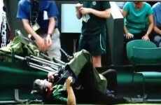 You fell ova'! Wimbledon cameraman takes a tumble