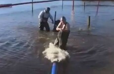 'She won’t kiss me tonight': Minister hailed for wading into flood water to fix pump