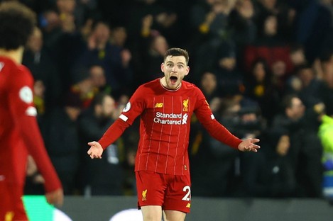 Andy Robertson during Liverpool's loss to Watford.