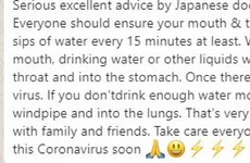 FactCheck: No, drinking water every 15 minutes will not protect you from getting the coronavirus