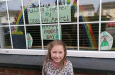 Children have been sharing their St Patrick's Day artwork through window panes