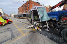 Luas derails after colliding with truck in Dublin city centre