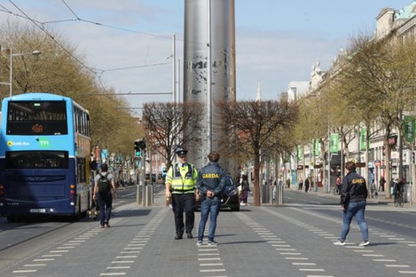 Gardaí carrying out checks on O'Connell Street today.