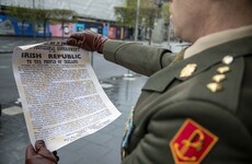 Proclamation read out on empty O'Connell Street to mark the 104th anniversary of the Easter Rising