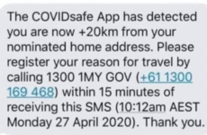 Debunked: No, this message from a Covid-19 app asking why a person is 20km from home is not real