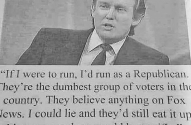 Image accompanying Donald Trump said he'd run as a Republican because of their 'dumb voters'