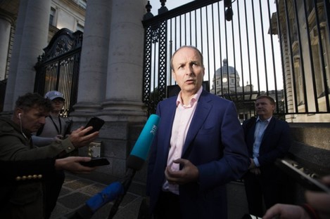 The Fianna Fail leader leaving Government Buildings this evening. 