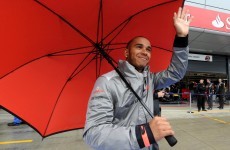 Hamilton fastest at rain-soaked Silverstone