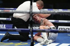 Eric Donovan carried out on his shield in eighth-round stoppage