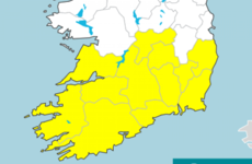 Status Yellow rainfall warning in place for 12 counties from 1am