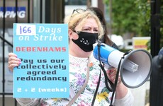 Former Debenhams staff protest at KPMG as packers move in at a number of stores