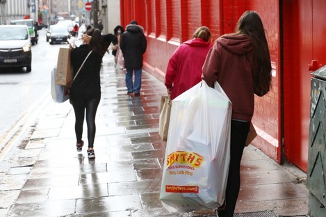 Shoppers in Dublin last week before the Level 5 restrictions came into force