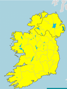 Rainfall warning for entire country in place today and tomorrow
