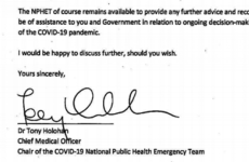 Here's the letter from Tony Holohan that recommended Level 5 for six weeks