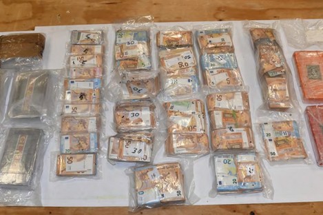 The drugs and cash seized by gardaí.