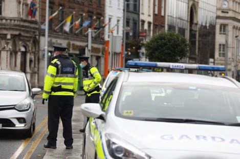 Gardaí at a checkpoint in Dublin city