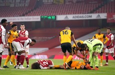 Sickening clash of heads leaves Wolves striker Jimenez with a fractured skull