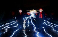 President Higgins unveils river of light at the Áras for those who cannot join family this Christmas