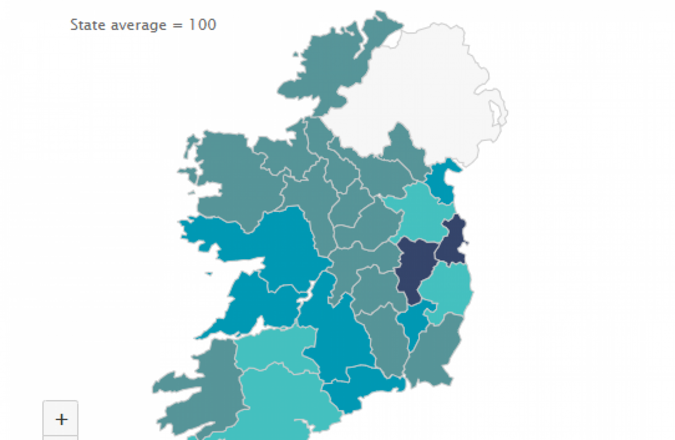 Average disposable in north and west of Ireland €3,240 below