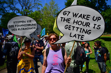 Protestors take part in an XR protest in Kimberley Park in Falmouth, during the G7 summit in Cornwall.