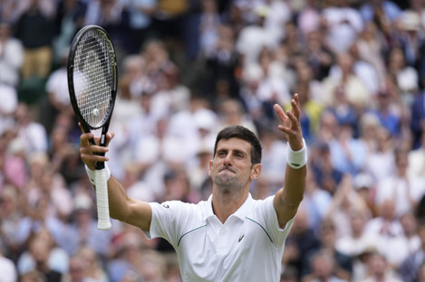 Novak Djokovic celebrates his win.