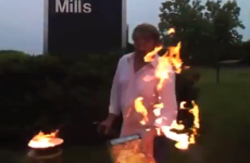 VIDEO: Protestor gets more fire than he bargained for