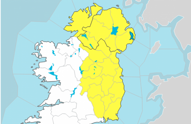 Status Yellow thunderstorm warning issued for 15 counties