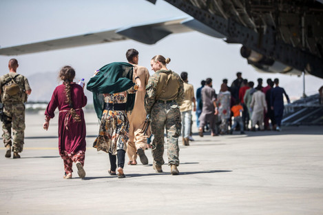 Evacuation at Kabul airport in Afghanistan on Tuesday. 
