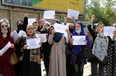 Afghan women stage protest outside presidential palace in Kabul