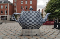 Giant chequered teapot sculpture unveiled in Smithfield Square