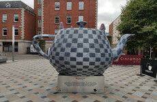 Giant chequered teapot sculpture unveiled in Smithfield Square